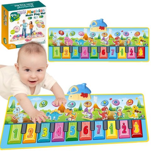 WOOPIE Mata Muzyczna XXL Dinusie 2w1 Pianinko 8 Melodii 110cm Woopie WOOPIE Mata Muzyczna XXL Dinusie 2w1 Pianinko 8 Melodii 110cm Woopie