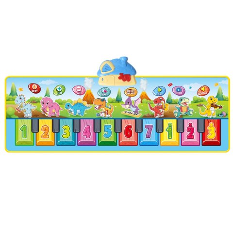 WOOPIE Mata Muzyczna XXL Dinusie 2w1 Pianinko 8 Melodii 110cm Woopie WOOPIE Mata Muzyczna XXL Dinusie 2w1 Pianinko 8 Melodii 110cm Woopie