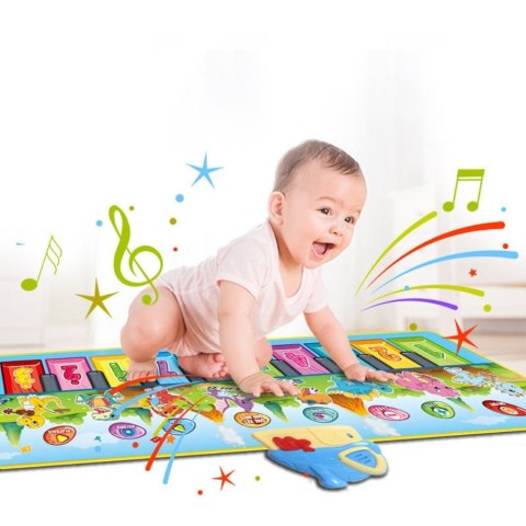 WOOPIE Mata Muzyczna XXL Dinusie 2w1 Pianinko 8 Melodii 110cm Woopie WOOPIE Mata Muzyczna XXL Dinusie 2w1 Pianinko 8 Melodii 110cm Woopie