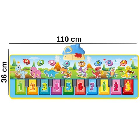 WOOPIE Mata Muzyczna XXL Dinusie 2w1 Pianinko 8 Melodii 110cm Woopie WOOPIE Mata Muzyczna XXL Dinusie 2w1 Pianinko 8 Melodii 110cm Woopie