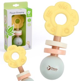 CLASSIC WORLD Drewniana Pastelowa Grzechotka Gryzak 2w1 Kwiatuszek Classic World