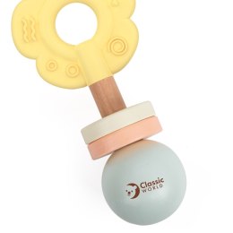 CLASSIC WORLD Drewniana Pastelowa Grzechotka Gryzak 2w1 Kwiatuszek Classic World