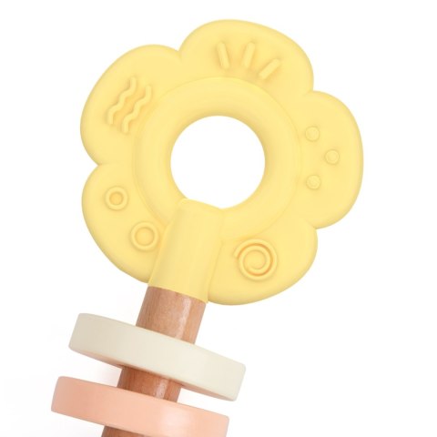CLASSIC WORLD Drewniana Pastelowa Grzechotka Gryzak 2w1 Kwiatuszek Classic World CLASSIC WORLD Drewniana Pastelowa Grzechotka Gryzak 2w1 Kwiatuszek Classic World
