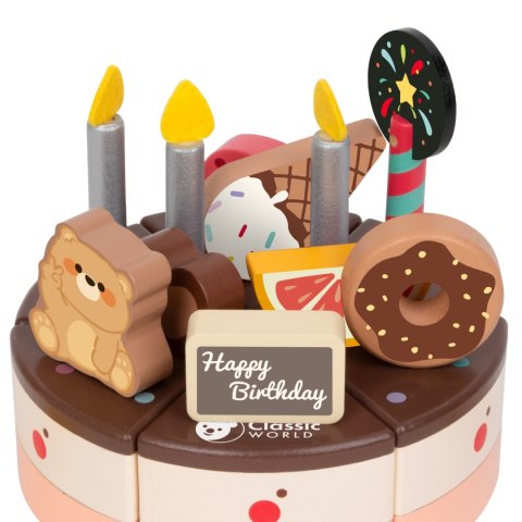 CLASSIC WORLD Drewniany Tort Urodzinowy do Krojenia 19el. Classic World CLASSIC WORLD Drewniany Tort Urodzinowy do Krojenia 19el. Classic World