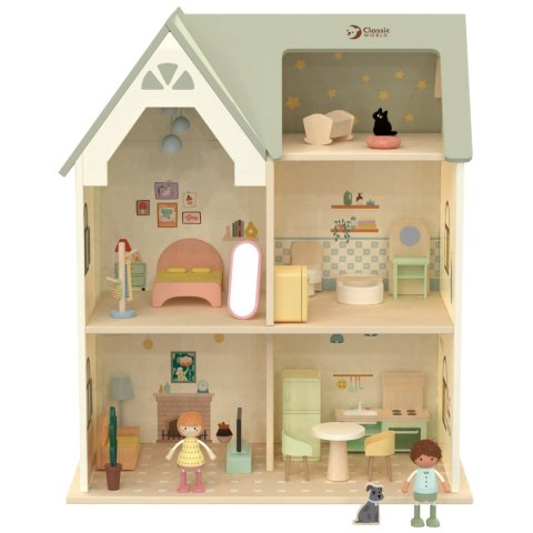 CLASSIC WORLD Wielki Drewniany Domek dla Lalek z mebelkami Classic World CLASSIC WORLD Wielki Drewniany Domek dla Lalek z mebelkami Classic World