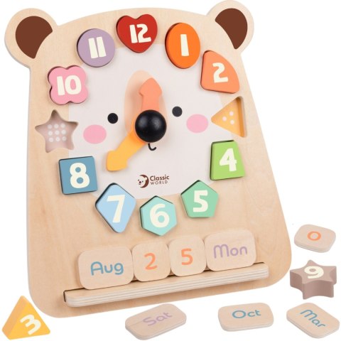 CLASSIC WORLD Zegar Miś Montessori Edukacyjny 3w1 Nauka Czasu Liczenia i Daty Classic World CLASSIC WORLD Zegar Miś Montessori Edukacyjny 3w1 Nauka Czasu Liczenia i Daty Classic World