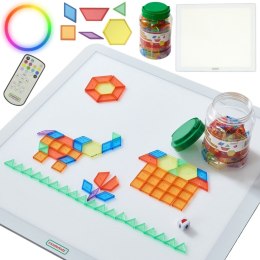 MASTERKIDZ Kwadratowy Panel Świetlny LED Kolorowy + Klocki Montessori Mozaika 140 el. Masterkidz