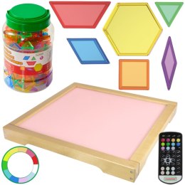 MASTERKIDZ Panel Świetlny LED Zmiana kolorów Pilotem + Klocki Montessori Mozaika 140 el. Masterkidz