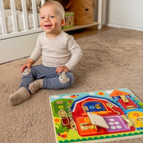 TOOKY TOY Tablica Manipulacyjna Zamki Obrazki Farma Tooky Toy TOOKY TOY Tablica Manipulacyjna Zamki Obrazki Farma Tooky Toy