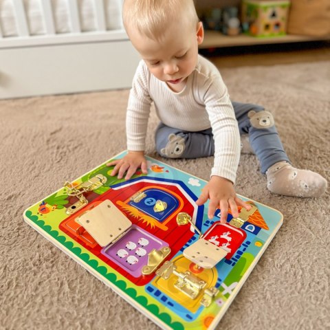 TOOKY TOY Tablica Manipulacyjna Zamki Obrazki Farma Tooky Toy TOOKY TOY Tablica Manipulacyjna Zamki Obrazki Farma Tooky Toy