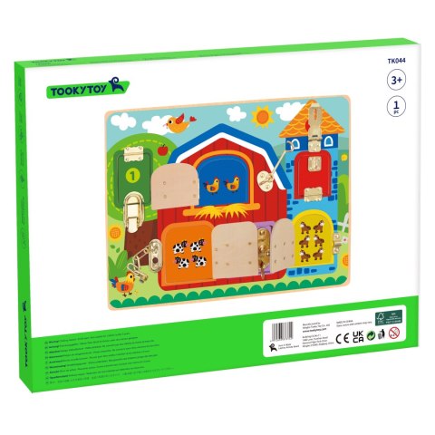 TOOKY TOY Tablica Manipulacyjna Zamki Obrazki Farma Tooky Toy TOOKY TOY Tablica Manipulacyjna Zamki Obrazki Farma Tooky Toy