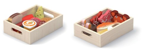 VIGA Drewniany Zestaw Artykułów Spożywczych w Skrzynkach Śniadanie Ryby Mięso Nabiał Viga Toys VIGA Drewniany Zestaw Artykułów Spożywczych w Skrzynkach Śniadanie Ryby Mięso Nabiał Viga Toys