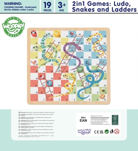 WOOPIE GREEN Gry Planszowe Logiczne 2w1 Ludo Chińczyk + Węże i Drabiny Woopie Let's Go Green WOOPIE GREEN Gry Planszowe Logiczne 2w1 Ludo Chińczyk + Węże i Drabiny Woopie Let's Go Green