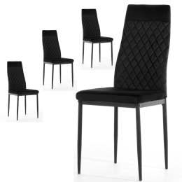 Krzesło tapicerowane zestaw 4x VALVA CARO VELVET BLACK Lugano