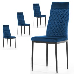 Krzesło tapicerowane zestaw 4x VALVA CARO VELVET BLUE Lugano