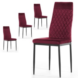 Krzesło tapicerowane zestaw 4x VALVA CARO VELVET BURGUNDY Lugano