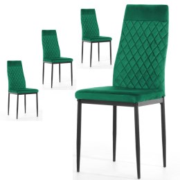 Krzesło tapicerowane zestaw 4x VALVA CARO VELVET GREEN Lugano