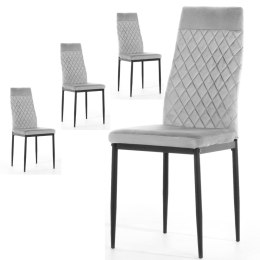 Krzesło tapicerowane zestaw 4x VALVA CARO VELVET GREY Lugano