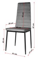 Krzesło tapicerowane zestaw 4x VALVA CARO VELVET GREY Lugano