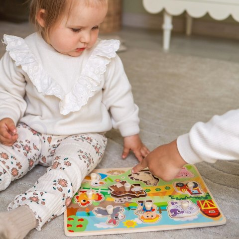 WOOPIE GREEN Drewniane Puzzle Montessori Farma z Pinezkami Do Dopasowania Woopie Let's Go Green WOOPIE GREEN Drewniane Puzzle Montessori Farma z Pinezkami Do Dopasowania Woopie Let's Go Green