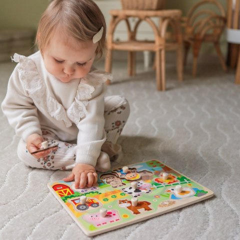 WOOPIE GREEN Drewniane Puzzle Montessori Farma z Pinezkami Do Dopasowania Woopie Let's Go Green WOOPIE GREEN Drewniane Puzzle Montessori Farma z Pinezkami Do Dopasowania Woopie Let's Go Green