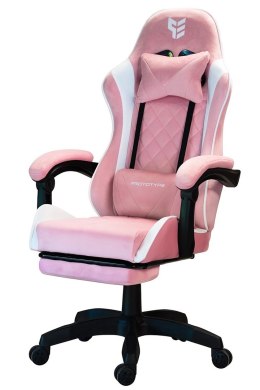 Fotel obrotowy gamingowy XL POKER PRO PINK + WHITE ALCANTARA Prototype