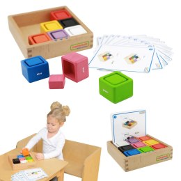 MASTERKIDZ Kubeczki I Klocki Kwadratowe Zabawka Drewniana Sorter Kolorów Montessori Masterkidz