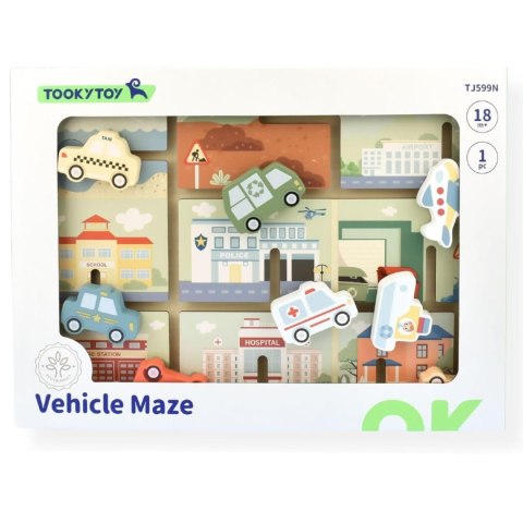 TOOKY TOY Labirynt Drewniany Pojazdy Układanka Tooky Toy TOOKY TOY Labirynt Drewniany Pojazdy Układanka Tooky Toy