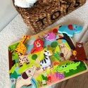 Tooky Toy Drewniane Puzzle Montessori Zwierzątka ZOO Safari Dopasuj Kształty Tooky Toy