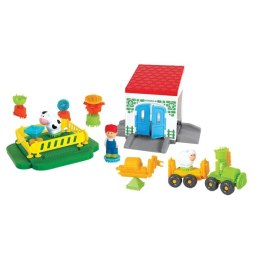 MOCHTOYS Klocki Jeżyki Pin Bricks FARMA w Kartonie 100 el. + 3 Figurki Woopie