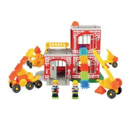 MOCHTOYS Klocki Jeżyki Pin Bricks STRAŻ POŻARNA w Kartonie 100 el. + 2 Figurki Mochtoys