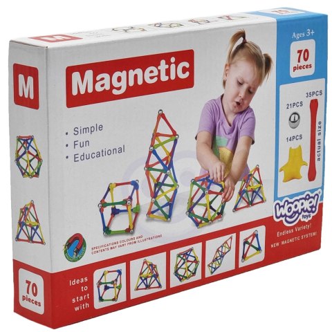 WOOPIE Klocki Magnetyczne Konstrukcyjne Układanka Kreatywna 70 el. Woopie WOOPIE Klocki Magnetyczne Konstrukcyjne Układanka Kreatywna 70 el. Woopie