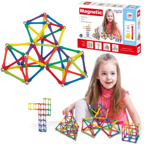 WOOPIE Magnetic Construction Blocks Creative Puzzle 180 pcs. Woopie WOOPIE Magnetic Construction Blocks Creative Puzzle 180 pcs. Woopie