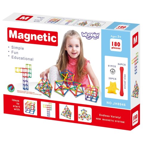 WOOPIE Magnetic Construction Blocks Creative Puzzle 180 pcs. Woopie WOOPIE Magnetic Construction Blocks Creative Puzzle 180 pcs. Woopie