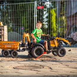 FALK Traktor Case IH Backhoe Pomarańczowy z Przyczepką Ruchoma Łyżka od 3 Lat FALK