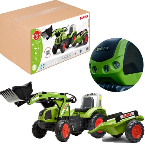 FALK Traktor na Pedały z Łyżką i Przyczepką Zielony CLAAS od 3 Lat FALK FALK Traktor na Pedały z Łyżką i Przyczepką Zielony CLAAS od 3 Lat FALK