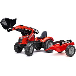 FALK Traktor Massey Ferguson Czerwony na Pedały z Przyczepką od 3 Lat FALK