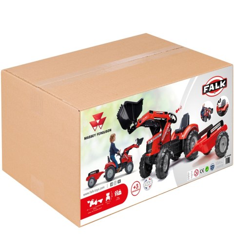 FALK Traktor Massey Ferguson Czerwony na Pedały z Przyczepką od 3 Lat FALK FALK Traktor Massey Ferguson Czerwony na Pedały z Przyczepką od 3 Lat FALK