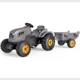 SMOBY Traktor XXL Szary na Pedały z Przyczepką Smoby